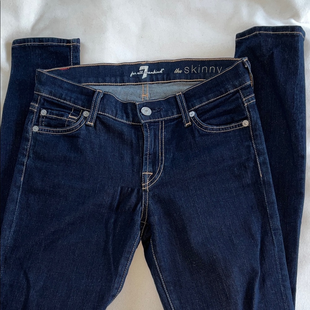 7 For All Mankind Deep Indigo Skinny Jeans